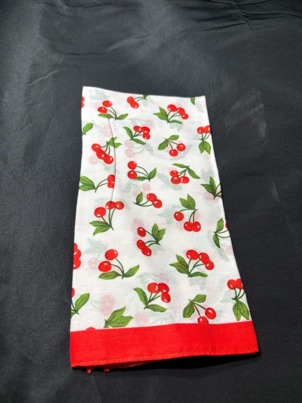 New 22” Cherry Print White & Red Cotton Bandana Scarf